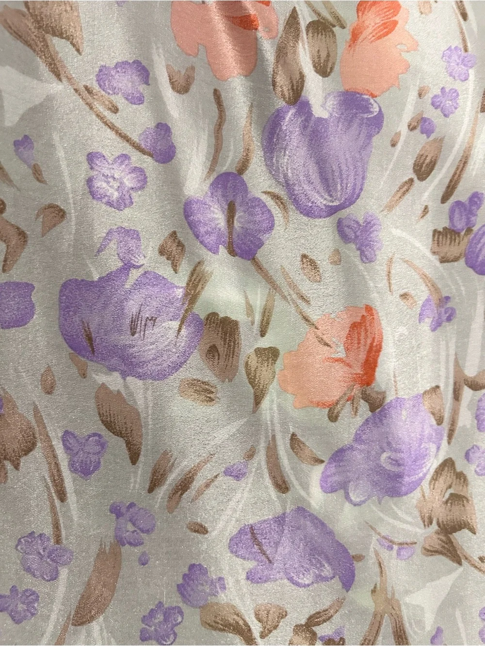 Vintage Elaine Gold Hand rolled Silk Scarf Floral Purple Coral 31